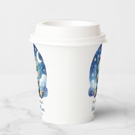 Schattigee baby dinosaurus knuffelen beer in sterr papieren bekers (Rechts)