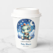 Schattigee baby dinosaurus knuffelen beer in sterr papieren bekers (Voorkant)