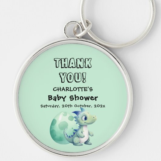 Schattigee Baby-dinosaurus met zijn ei-Baby shower Sleutelhanger (Voorkant)