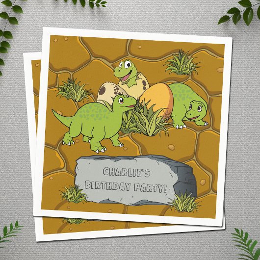 Schattigee Baby Dinosaurus Prehistorische Cartoon Servet