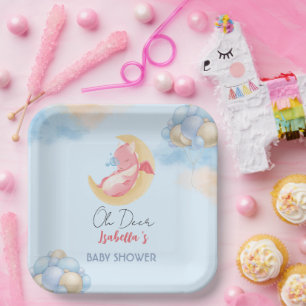 Schattigee baby draak dinosaurus Ballon baby showe Papieren Bordje
