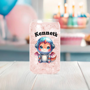 Schattigee baby-draak in de ruimtehelm! 🐉✨ blikvorm glas