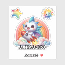 Schattigee Baby Dragon Flying, aangepaste Sticker.