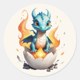 Schattigee Baby Dragon Hatching Ronde Sticker