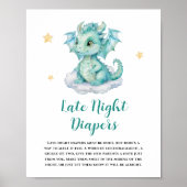 Schattigee Baby Dragon Late Night Luiers Poster (Voorkant)
