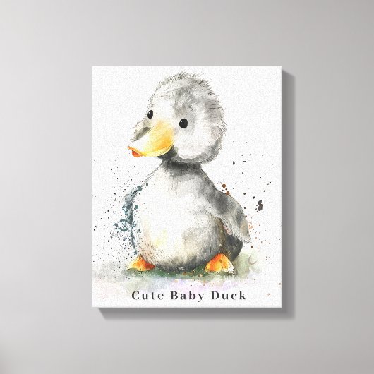 Schattigee Baby Duck Waterverf Canvas Afdruk (Voorkant)