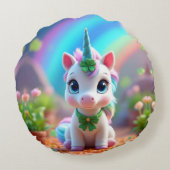 Schattigee baby eenhoorn en regenboog, meisjes rond kussen (Achterkant)
