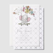 Schattigee Baby Elephant Boy Floral Swing Baby sho Vellum Uitnodigingen (Offset (Uitnodiging))