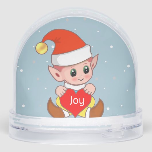 Schattigee Baby Elf gekleed in rood Wereldbol Sneeuwbol (Achterkant)