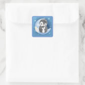 Schattigee Baby en pinguïn Vierkante Sticker (Tas)