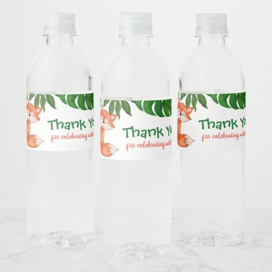 Schattigee Baby Fox | BABY SHOWER | Dank u Waterfles Etiket (Flessen)