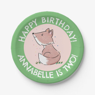 Schattigee baby fox cartoon gepersonaliseerde verj papieren bordje