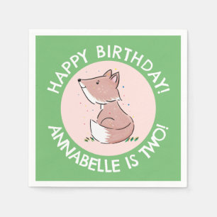 Schattigee baby fox cartoon gepersonaliseerde verj servet