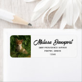Schattigee Baby Fox in een Green Forest Adres Etiket (Insitu)