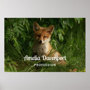 Schattigee Baby Fox in een Green Forest Business Poster