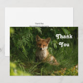 Schattigee Baby Fox in een groen bos Bedankkaart (Voorkant / Achterkant)