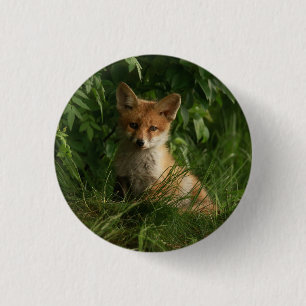 Schattigee Baby Fox in een groen bos Ronde Button 3,2 Cm