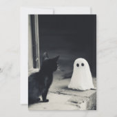 Schattigee Baby Ghost en Kitten Halloween Feestdagenkaart (Voorkant)