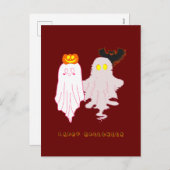 Schattigee Baby Ghosts Halloween vakantie Briefkaa Feestdagenkaart (Voorkant / Achterkant)