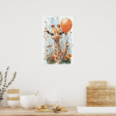 Schattigee Baby Giraffe Digitale Schilderkunst Ill Poster (Keuken)