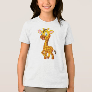 Schattigee Baby Giraffe Glimlachende Cartoon-35280 Tri-Blend Shirt
