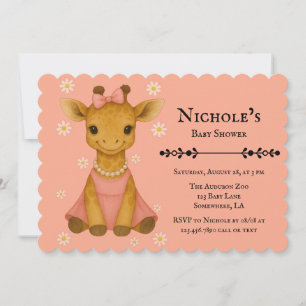 Schattigee Baby Giraffe in Pink Girl Baby shower Kaart