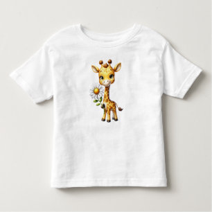 Schattigee Baby Giraffe met Daisy Flower-88681 Kinder Shirts