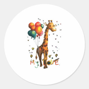 Schattigee Baby Giraffe met kleurrijke ballonnen e Ronde Sticker