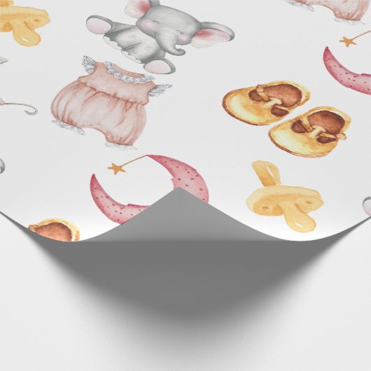 Schattigee Baby Girl Pastel Blush Boho Stroller Pa Cadeaupapier (Hoek)