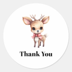 Schattigee Baby Herten Cartoon Illustratie Dank u Ronde Sticker