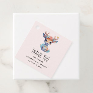 Schattigee Baby Herten met gewei en bloemen Dank u Bedankjes Labels