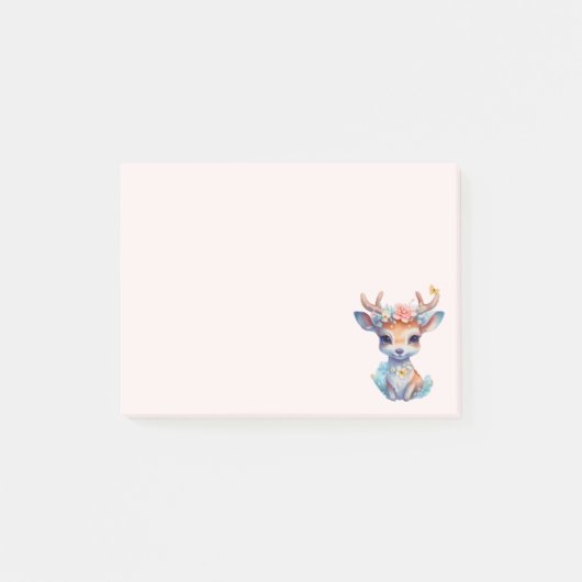 Schattigee Baby Herten met geweien en bloemen Post-it® Notes (Voorkant)