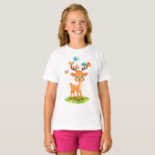 Schattigee Baby herten spelen met Butterfles-23475 T-shirt (Voorkant volledig)