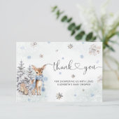 Schattigee Baby herten winter Baby shower Dank u Kaart (Staand voorkant)