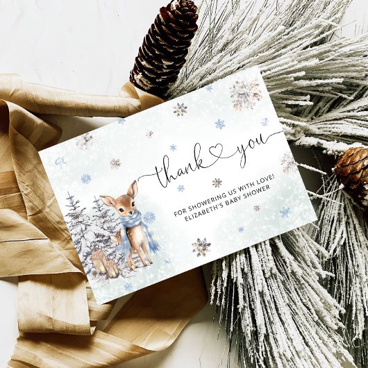 Schattigee Baby herten winter Baby shower Dank u Kaart