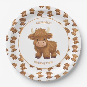 Schattigee Baby Highland Koe Papier Borden Papieren Bordje