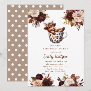 Schattigee Baby Highland Koe Verjaardagstheefees Kaart