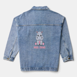 Schattigee Baby Hippo Moo Deng Bouncy Pig in Thai Denim Jacket