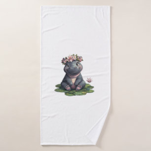 Schattigee Baby Hippo Moo Deng Lily Pad Teen Girls Badhanddoek