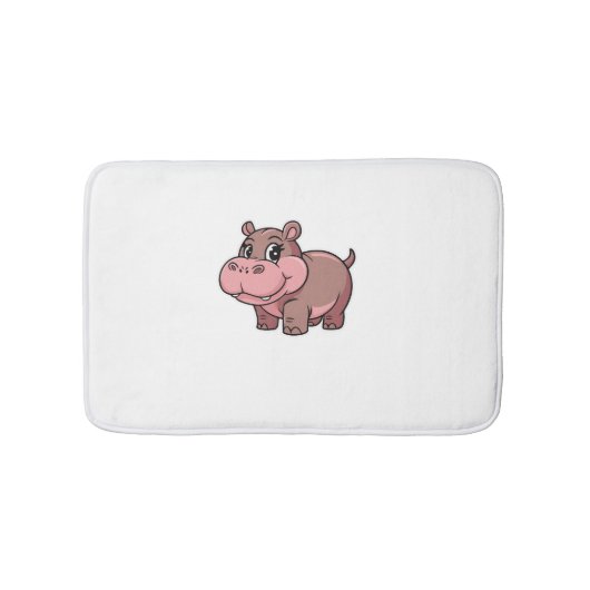 Schattigee Baby Hippo Moo Deng T-shirt met lange m Badmat (Voorkant)