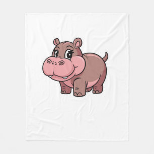 Schattigee Baby Hippo Moo Deng T-shirt met lange m Fleece Deken