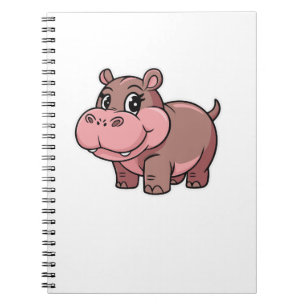 Schattigee Baby Hippo Moo Deng T-shirt met lange m Notitieboek