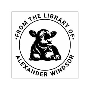 Schattigee Baby Kalf Koe Liggen Bibliotheek Boekna Zelfinktende Stempel