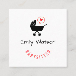 Schattigee Baby kinderwagen Red Heart Babysitter Vierkante Visitekaartje