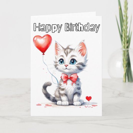 Schattigee Baby Kitten Happy Birthday Kaart (Voorkant)