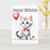 Schattigee Baby Kitten Happy Birthday Kaart (Gele Bloem)