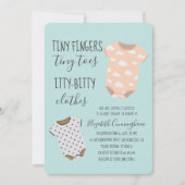 Schattigee Baby Kleding Baby shower Uitnodiging (Voorkant)