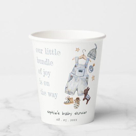 Schattigee Baby Kleding Essentials Blue Boy Baby s Papieren Bekers (Voorkant)