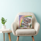 Schattigee Baby Koala Rainbow Aangepaste naam Kussen (Stoel)