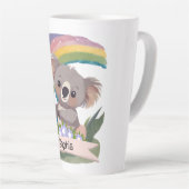 Schattigee Baby Koala Rainbow Aangepaste naam Latte Mok (Rechterhoek)